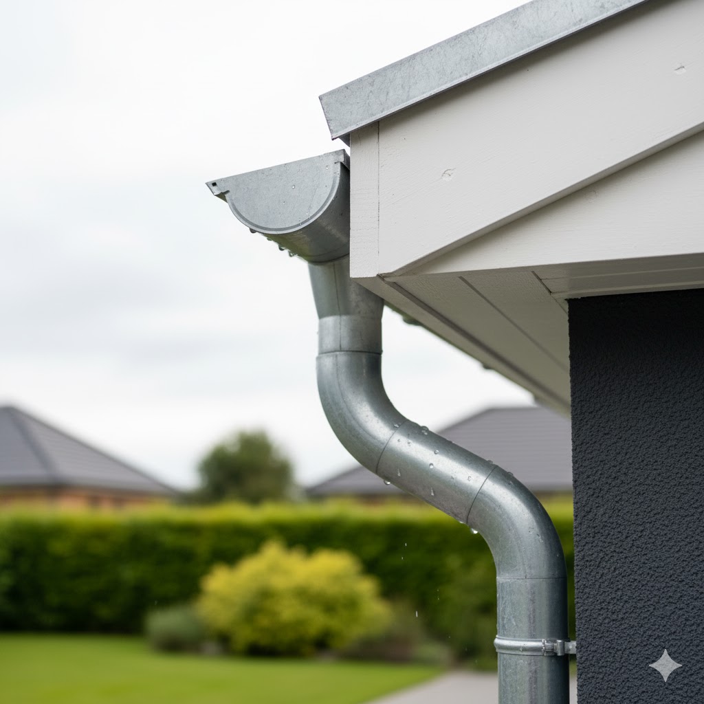 Détail d'une gouttière en zinc