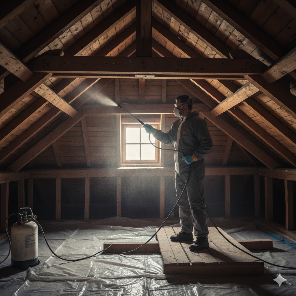 Traitement d'une charpente en bois