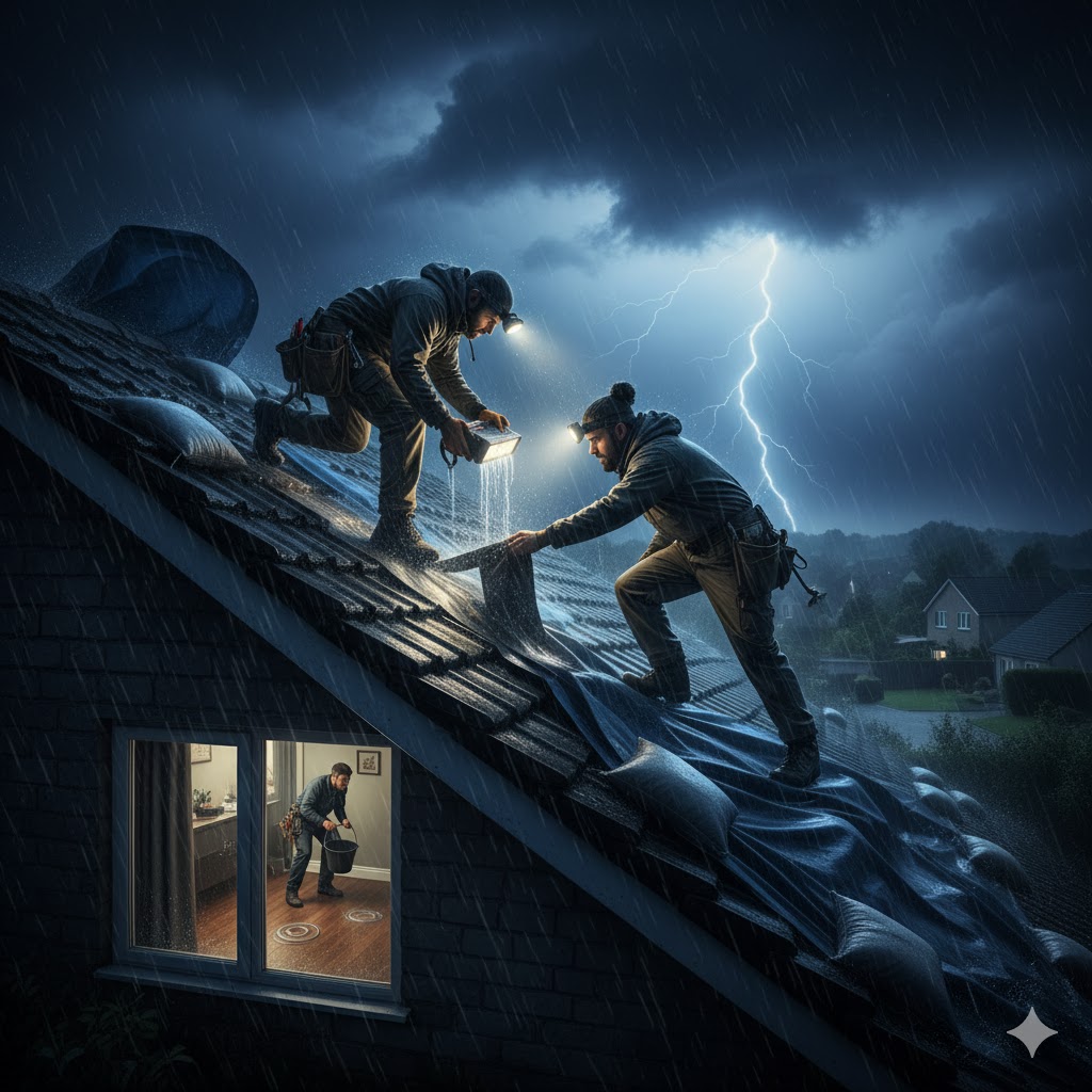 Réparation urgente d'une fuite de toiture